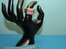 Load image into Gallery viewer, CYJL Leopard Pattern Gold With Pink Square Gemstone Ring Size 7 Fashion Jewelry