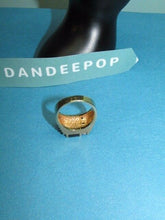 Load image into Gallery viewer, PL Gold Ring With Black Gemstone and CZ Square Ring Size 10 Fashion Jewelry