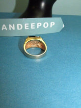 Load image into Gallery viewer, PL Gold Ring With Black Gemstone and CZ Square Ring Size 10 Fashion Jewelry