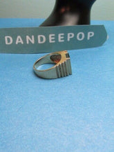 Load image into Gallery viewer, PL Gold Ring With Black Gemstone and CZ Square Ring Size 10 Fashion Jewelry