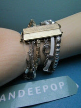 Load image into Gallery viewer, 6 Strand Gold Tone Metal and Beaded Gem Fashion Bracelet