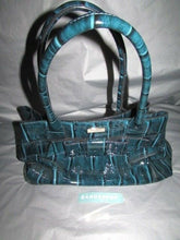 Load image into Gallery viewer, Kate Spade Blue Patent Leather Elena Knightsbridge Handbag Croc Finish W/ Bow
