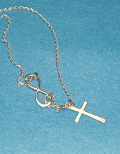 Load image into Gallery viewer, Infinity Silver 925 Necklace With Dangling Cross Pendant