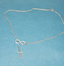 Load image into Gallery viewer, Infinity Silver 925 Necklace With Dangling Cross Pendant