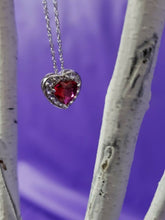 Load image into Gallery viewer, Sterling Silver Red Heart Crystal Pendant Necklace R.H. Macy's Fine Jewelry