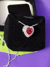 Load image into Gallery viewer, Sterling Silver Red Heart Crystal Pendant Necklace R.H. Macy's Fine Jewelry
