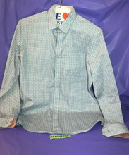 Load image into Gallery viewer, Johnston Murphy Men's Casual Long Sleeve Dress Shirt Size Medium Blue W/ Pattern