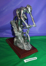Load image into Gallery viewer, River's Edge Products Cyclist Figure On Base 1131 Metal And Wood