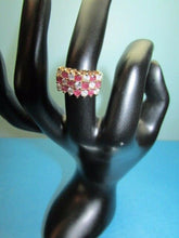 Load image into Gallery viewer, Red Gemstone On 925 Gold Plated Sterling With Rhinestones Ring Size 6