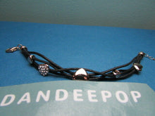 Load image into Gallery viewer, CZ 5 Hearts Rose Gold on Black Cord Rope Fashion Bracelet