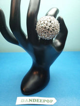 Load image into Gallery viewer, CZ Round cluster Burst Silver Ring Jewelry Size 8 NM Over 40 Stones
