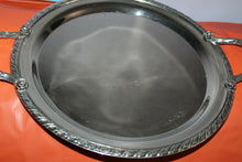 Load image into Gallery viewer, Vintage Silver Round Serving Tray Platter With Handles