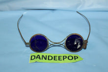 Load image into Gallery viewer, Vintage Old Blue Lens Welding Glasses Protective Eyewear Steampunk Costume