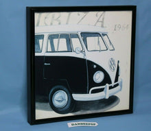 Load image into Gallery viewer, Volkswagen Vintage Bus 1964 Glass Framed Black And White Art Photo 9x9 3052 F1