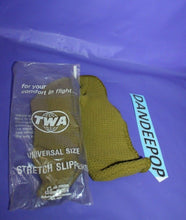 Load image into Gallery viewer, TWA Universal Size Stretch Slipper Green Airline Collectible