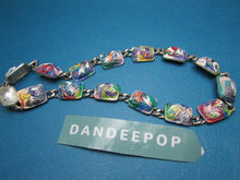 Load image into Gallery viewer, Vintage Painted Silver Square Link Necklace Jewelry