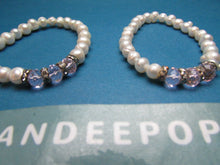 Load image into Gallery viewer, 2 Pearl Bead & Pink Stone With CZ Elasticized Bracelet Jewelry