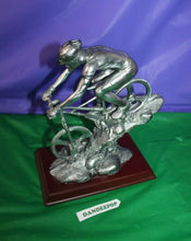 Load image into Gallery viewer, River's Edge Products Cyclist Figure On Base 1131 Metal And Wood