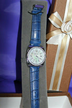 Load image into Gallery viewer, Ruby Kats Crystal Accent Blue Croco Leather Watch Jewelry In Box