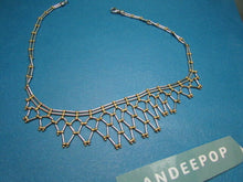 Load image into Gallery viewer, Vintage 989 Silver & Gold Bead Open Link Bib Choker Necklace Jewelry