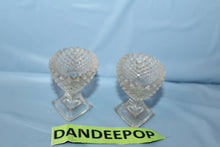 Load image into Gallery viewer, Pair Of Mini Saw Tooth Quilt Pattern Mini Pedestal Crystal Vases