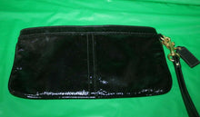 Load image into Gallery viewer, Coach Shiny Black Zip Top Wristlet Purse With Keychain