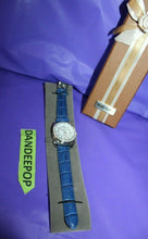 Load image into Gallery viewer, Ruby Kats Crystal Accent Blue Croco Leather Watch Jewelry In Box