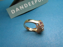 Load image into Gallery viewer, Red Gemstone On 925 Gold Plated Sterling With Rhinestones Ring Size 6