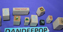 Load image into Gallery viewer, 11 Piece Assorted Rubber Stamps Holidays Bells Christmas Seasons Clover Snowman