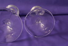 Load image into Gallery viewer, Pair Of Glass Elegant Skinny Stem Pedestal Graduated Taper Candle Holders