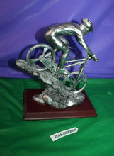 Load image into Gallery viewer, River's Edge Products Cyclist Figure On Base 1131 Metal And Wood