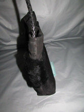 Load image into Gallery viewer, DESMO Designer Black Suede Leather Handbag Evening Bag With Fur Accent