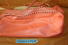 Load image into Gallery viewer, Saks Fifth Avenue Pierced Pattern Coral Orange Handbag With Wristlet Purse