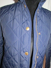 Load image into Gallery viewer, Women's Lauren By Ralph Lauren Blue Quilt Pattern Jacket Coat Small