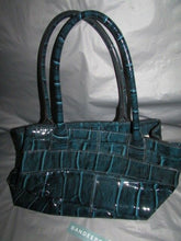 Load image into Gallery viewer, Kate Spade Blue Patent Leather Elena Knightsbridge Handbag Croc Finish W/ Bow