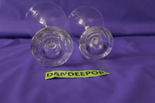 Load image into Gallery viewer, Pair Of Glass Elegant Skinny Stem Pedestal Graduated Taper Candle Holders