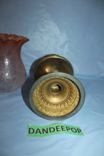 Load image into Gallery viewer, Antique Estate Kerosene Oil Lamp Three Feathers Germany Chimney Pink Globe Brass