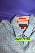 Load image into Gallery viewer, Johnston Murphy Men's Casual Long Sleeve Dress Shirt Size Medium Blue W/ Pattern