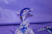 Load image into Gallery viewer, Cristal d'Arques Lead Crystal Dolphin On Wave Animal Figurine Decor W/ Smaller