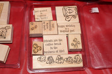 Load image into Gallery viewer, Stampin' Up! 15 Piece Rubber Stamps Friends, Coffee, Phrases Theme, Crafts