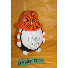 Load image into Gallery viewer, Rae Dunn Pumpkin Carver Gnome Seal Tight Ceramic Canister Halloween Spider Web
