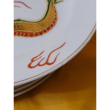 Load image into Gallery viewer, 6 Piece Antique Japanese Dragon Meikei China Painted Plates With Gold Trim
