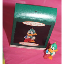 Load image into Gallery viewer, Vintage Hallmark Miniature Tiny Toons Plucky Duck Holiday Ornament 1994 Canada
