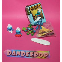 Load image into Gallery viewer, Vintage Schleich Peyo Super Smurf Windsurfer With Box Lucky Shamrock 1980's ++

