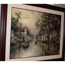 Load image into Gallery viewer, Thomas Kinkade Hometown Morning Lithograph 2000 Framed Artist Signed 30x40 IP
