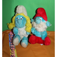 Load image into Gallery viewer, Vintage original Retro Peyo 1981 Smurfette And papa Smurf Stuffed Animal Toys 8"
