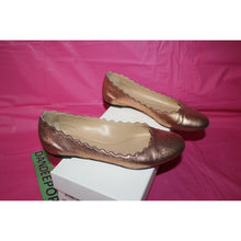 Load image into Gallery viewer, Chloe Pink Gold Ballerina Shoes Scalloped Ballet Flats IA012 Size 36.5 Women's 6
