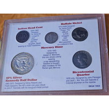 Load image into Gallery viewer, America&#39;s Favorite Coins Set 40% Silver Kennedy Half Dollar Mercury Dime Nickel

