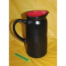 Load image into Gallery viewer, Rae Dunn Vampire Juice Drink Serving Pitcher Halloween Black And Red Ceramic
