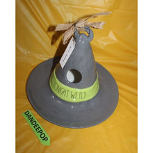 Load image into Gallery viewer, Rae Dunn Tonight We Fly Large Witch Hat Ceramic Birdhouse Feeder Halloween
